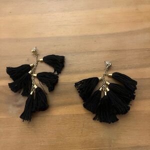 Dangle Black Tassel Earrings